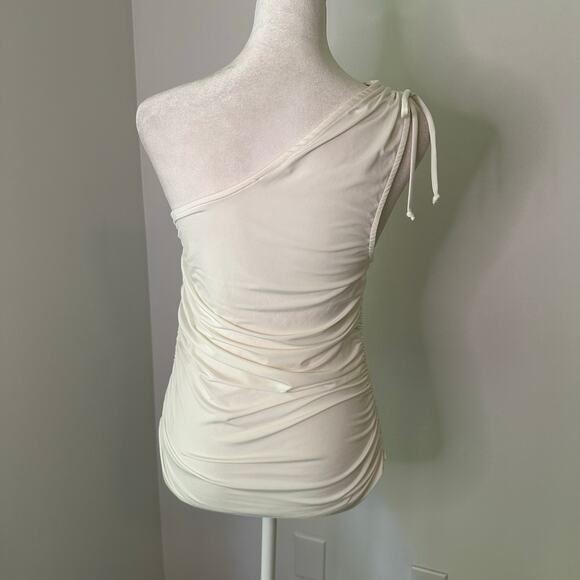 Free People Intimately white one-shoulder ruched tank top size M - Picture 4 of 11